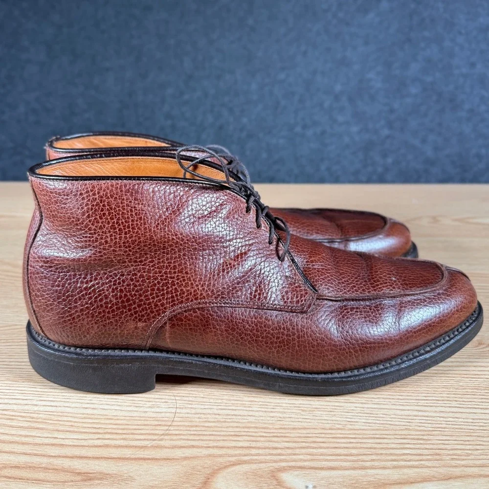 Allen Edmonds Worthington Brown Pebble Grain Leather SplitToe Chukka Boots 9.5AA